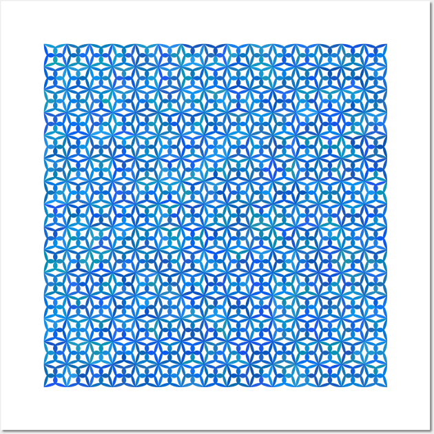 Geometric Flower Petal Pattern (Blue) Wall Art by John Uttley